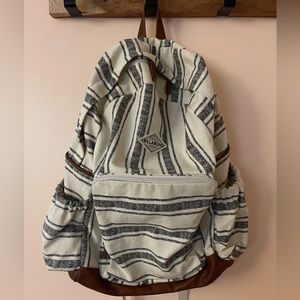 Billabong Backpack Boho Cream and Gray Stripe Brown Accents Laptop Sleeve